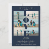 Navy Blue Love Quote Simple Elegant  6 Multi Photo Save The Date (Vorderseite)