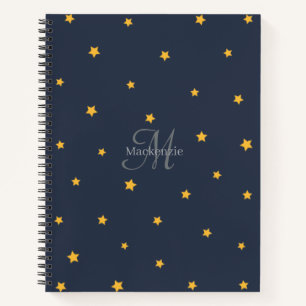 Navy Blue Lucky Stars Monogram Spiral Notebook Notizblock