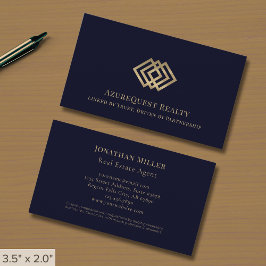 Navy Blue Luxury Gold Logo Visitenkarte