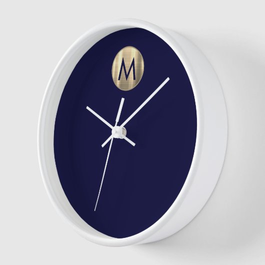 Navy Blue Luxury Gold Monogram Uhr (Winkel)