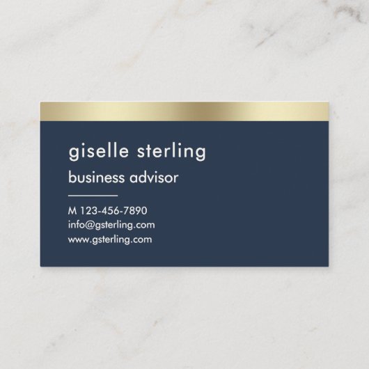 Navy Blue Luxury Imitats Gold Foil Monogram Visitenkarte (Rückseite)