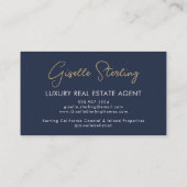 Navy Blue Luxury Real Estate Agent QR Code Photo  Visitenkarte (Rückseite)
