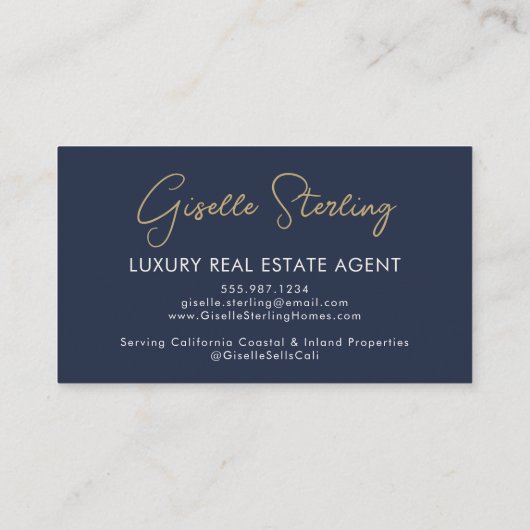 Navy Blue Luxury Real Estate Agent QR Code Photo  Visitenkarte (Rückseite)