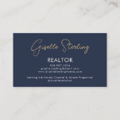Navy Blue Luxury Realtor QR Code Photo Visitenkarte (Rückseite)