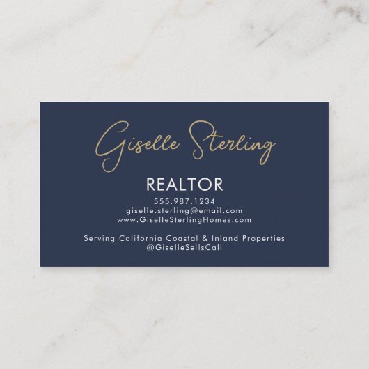 Navy Blue Luxury Realtor QR Code Photo  Visitenkarte (Rückseite)