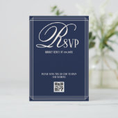 Navy Blue Luxury Wedding RSVP Karte (Stehend Vorderseite)