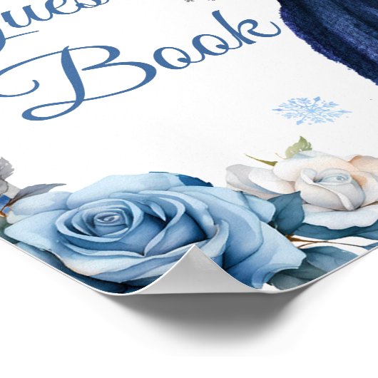 Navy Blue Magic Snowflake Quinceñera Gästebuch (Ecke)