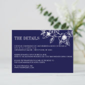 Navy Blue Magnolia Blume Bloom | HochzeitsrSVP RSVP Karte (Stehend Vorderseite)