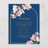 Navy Blue Magnolia Floral Wedding Details Begleitkarte (Vorderseite)