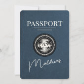 Navy Blue Maldive Passport Save the Date (Vorderseite)