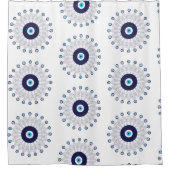 Navy Blue Mandala Evil Eye Circle Pattern Bad Duschvorhang (Vorderseite)