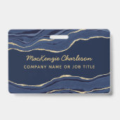 Navy Blue Marble Agate Geode Gold Business Name ID Ausweis (Vorderseite)
