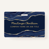 Navy Blue Marble Agate Geode Gold Business Name ID Ausweis (Vorderseite)
