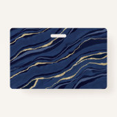 Navy Blue Marble Agate Geode Gold Business Name ID Ausweis (Rückseite)