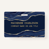 Navy Blue Marble Agate Geode Gold Business Name ID Ausweis (Vorderseite)