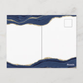 Navy Blue Marble Agate Gold Glitzer Hochzeit Einla Postkarte (Rückseite)