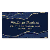 Navy Blue Marble Agate Gold Glitzer Magnetische Visitenkarte (Vorderseite)