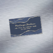 Navy Blue Marble Agate Gold Glitzer Magnetische Visitenkarte (Beispiel)