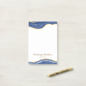 Navy Blue Marble Agate Gold Glitzer Personalisiert Post-it Klebezettel (Auf Schreibtisch)