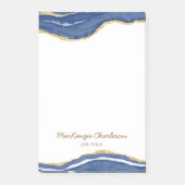 Navy Blue Marble Agate Gold Glitzer Personalisiert Post-it Klebezettel (Vorderseite)