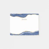 Navy Blue Marble Agate Gold Glitzer Personalisiert Post-it Klebezettel (Vorderseite)