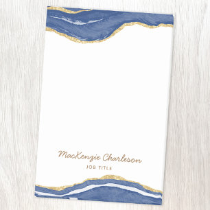 Navy Blue Marble Agate Gold Glitzer Personalisiert Post-it Klebezettel