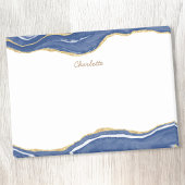 Navy Blue Marble Agate Gold Glitzer Personalisiert Post-it Klebezettel