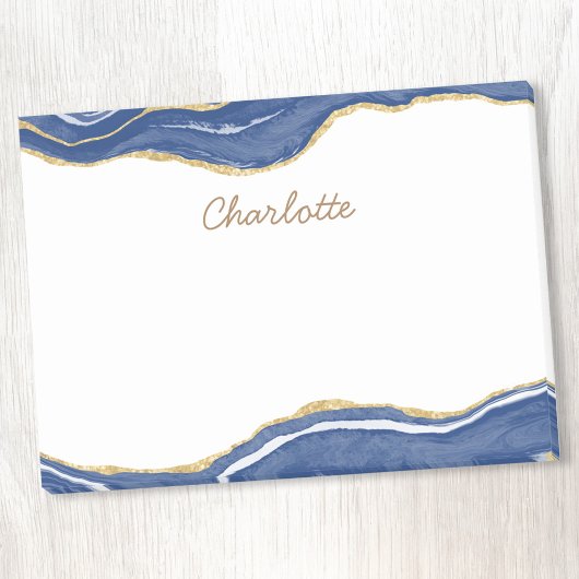 Navy Blue Marble Agate Gold Glitzer Personalisiert Post-it Klebezettel