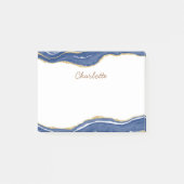 Navy Blue Marble Agate Gold Glitzer Personalisiert Post-it Klebezettel (Vorderseite)