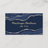 Navy Blue Marble Agate Gold Glitzer Visitenkarte (Vorderseite)