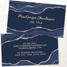 Navy Blue Marble Agate Gold Glitzer