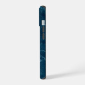 Navy Blue Marmor Texture iPhone 15 Hülle (Linke Seite)