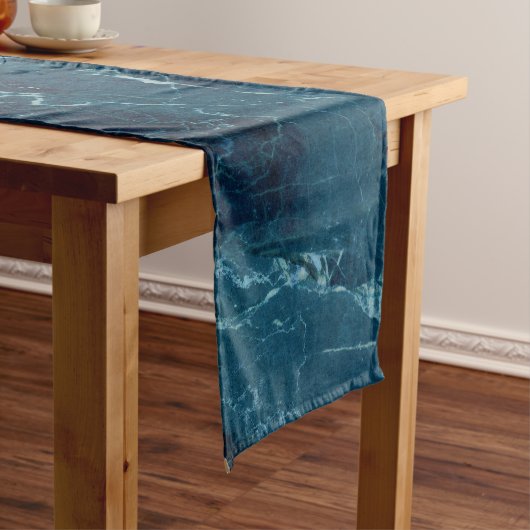 Navy Blue Marmor Texture Kurzer Tischläufer (Beispiel)