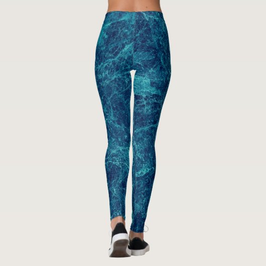 Navy Blue Marmor Texture Leggings (Rückseite)