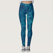 Navy Blue Marmor Texture Leggings (Vorderseite)