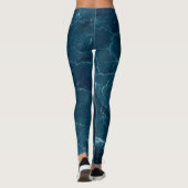 Navy Blue Marmor Texture Leggings (Rückseite)