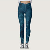 Navy Blue Marmor Texture Leggings (Vorderseite)