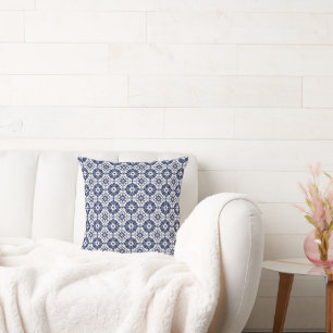 Navy Blue marokkanische Tile Throw Kissen