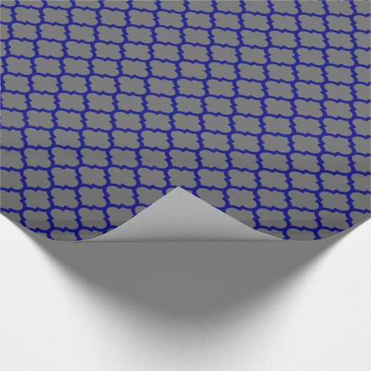 Navy Blue marokkanisches Quatrefolienmuster #5 Geschenkpapier (Ecke)
