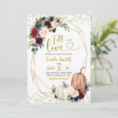 Navy Blue & Marsala Fall in Liebe Brautparty Einladung (Stehend Vorderseite)