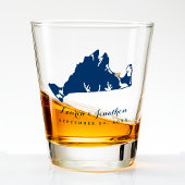 Navy Blue Martha's Vineyard Map Gold Heart Wedding Schnapsglas