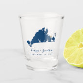 Navy Blue Martha's Vineyard Map Gold Heart Wedding Schnapsglas (Vorderseite)