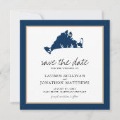 Navy Blue Martha's Vineyard Map Save the Date (Vorderseite)