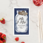 Navy Blue Mason Jar Barn Wood Mr & Mrs Wedding Serviette (Beispiel)