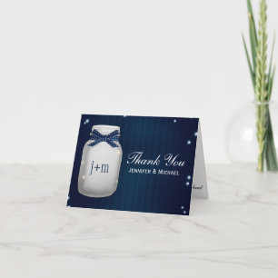 Navy Blue Mason Jar Fireflies Hochzeit Vielen Dank Dankeskarte