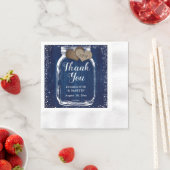 Navy Blue Mason Jar Rustic Wood Vielen Dank für Ih Serviette (Beispiel)
