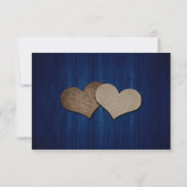 Navy Blue Mason Jar Wood Lights Wedding RSVP Card Karte (Rückseite)