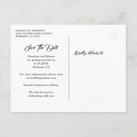 Navy Blue Mason Jar Wood String Lights Hochzeit Ankündigungspostkarte (Rückseite)