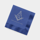 Navy Blue Masonic Square und Compass Real Silver Servietten Mit Folie (Links)