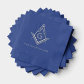 Navy Blue Masonic Square und Compass Real Silver Servietten Mit Folie (Insitu (Gestapelt))